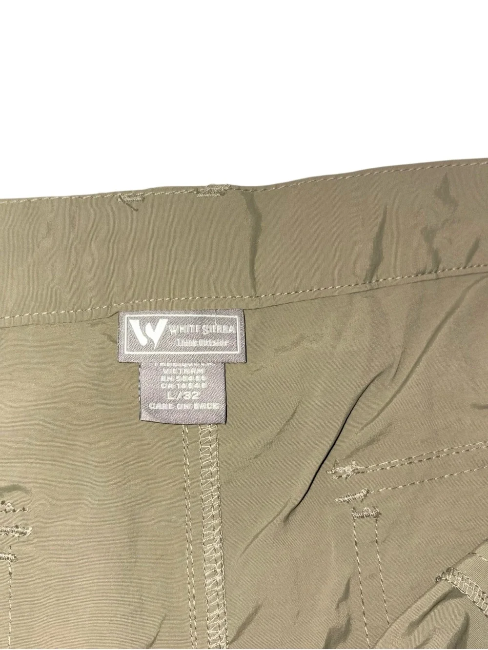White Sierra men’s  Convertible Cargo Pants - Olive Green size L/32